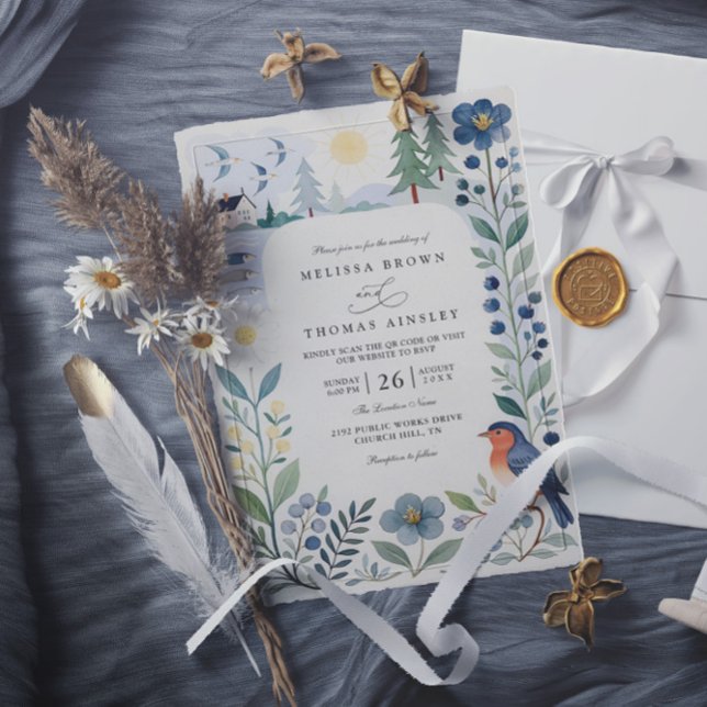 Invitation Mariage Code QR de la Forêt Nordique d'Helsinki à  (Créateur téléchargé)