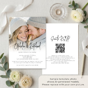 Invitation Mariage Code QR Écriture Informelle Superposition 