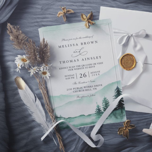 Invitation Mariage Code QR Élégant de verdure rustique de mon (Créateur téléchargé)