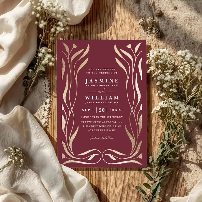 Invitation Mariage code QR élégant luxe floral vigne bohème (Créateur téléchargé)