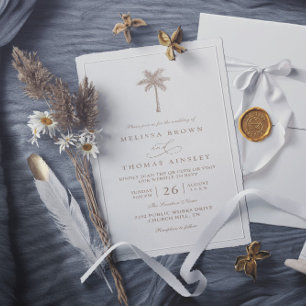 Invitation Mariage Code QR Élégant Minimaliste Palmier OASIS