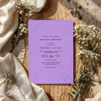 Invitation Mariage Code QR Embossage Orné Élégant Vintage
