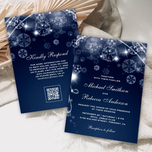 Invitation Mariage Code QR Flocons de Neige Merveilleux Hiver (Créateur téléchargé)