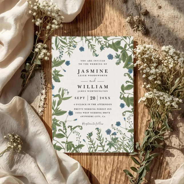 Invitation Mariage Code QR Floral Élégant Rustique Verdure (Créateur téléchargé)