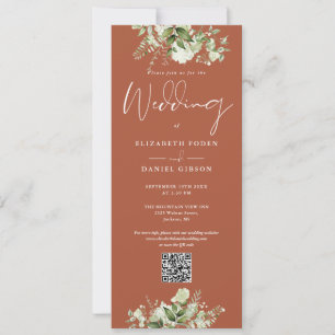 Invitation Mariage Code QR Floral en Terre Cuite avec Verdure