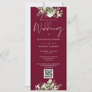 Invitation Mariage Code QR Floral Végétal Bourguignon