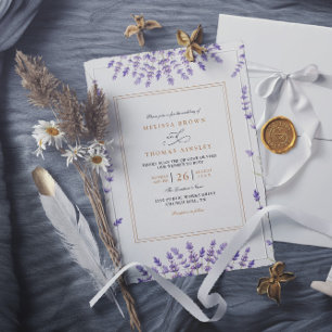Invitation Mariage Code QR Lavande Aquarelle Classique Violet