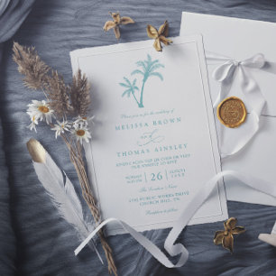 Invitation Mariage Code QR Mer Palmier Plage Tropicale