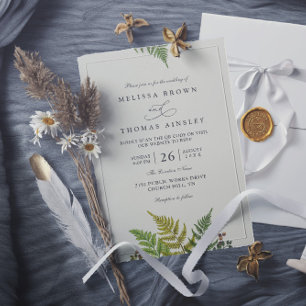 Invitation Mariage Code QR Moderne de Verdure de Forêt de Fou