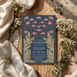 Invitation Mariage Code QR Moderne Élégant Art Vintage