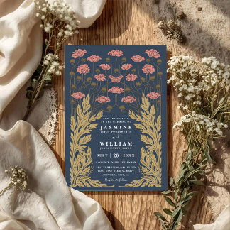 Invitation Mariage Code QR Moderne Élégant Art Vintage