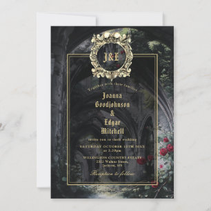 Invitation Mariage Code QR Monogramme Tout En Un Ruines Gothi
