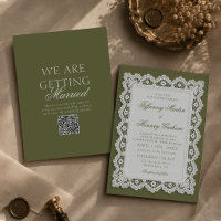 Mariage Code QR Nappe en Dentelle Vert Olive Old M