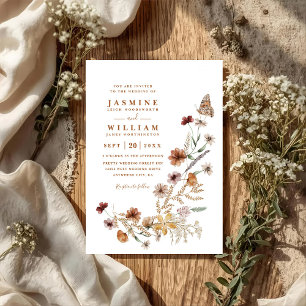 Invitation Mariage code QR papillon floral fleur sauvage Boho