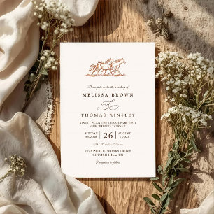 Invitation Mariage Code QR Pays Rustique Chevaux Sauvages de