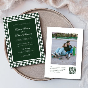 Invitation Mariage Code QR Photo Arlequin Vert Emeraude