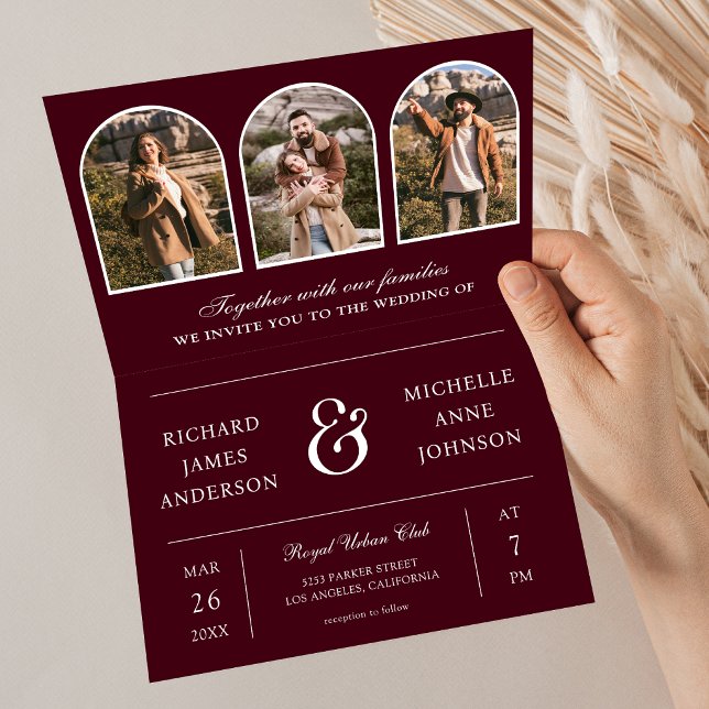 Invitation Mariage code QR photo d'archive minimale de Bourgo (Créateur téléchargé)