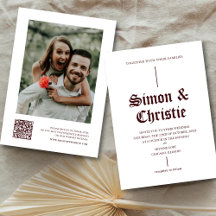 Mariage Code QR Photo de Bourgogne Blanc Vintage