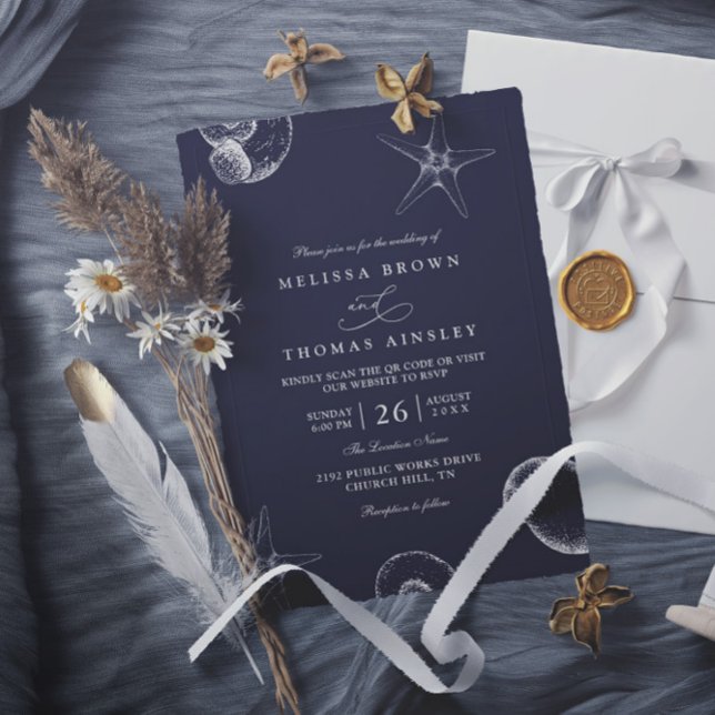 Invitation Mariage code QR plage mer au-delà du récif (Créateur téléchargé)