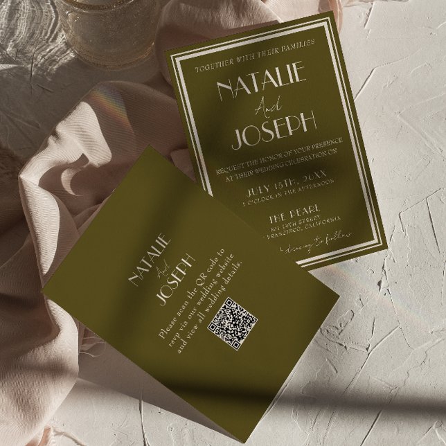 Invitation Mariage Code QR Rétro Luxe Prairie Élégant (Créateur téléchargé)