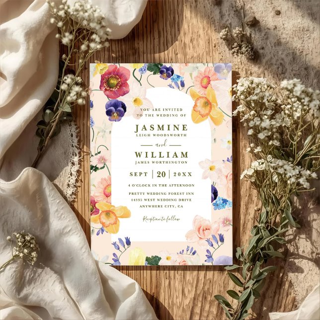 Invitation Mariage Code QR Rustique Arche Fleurie Fleurs des  (Créateur téléchargé)