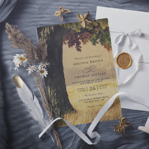 Invitation Mariage Code QR Rustique de Campagne d'Arbre de Ch