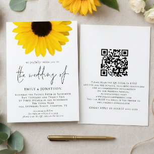 Invitation Mariage Code QR Tournesol Moderne