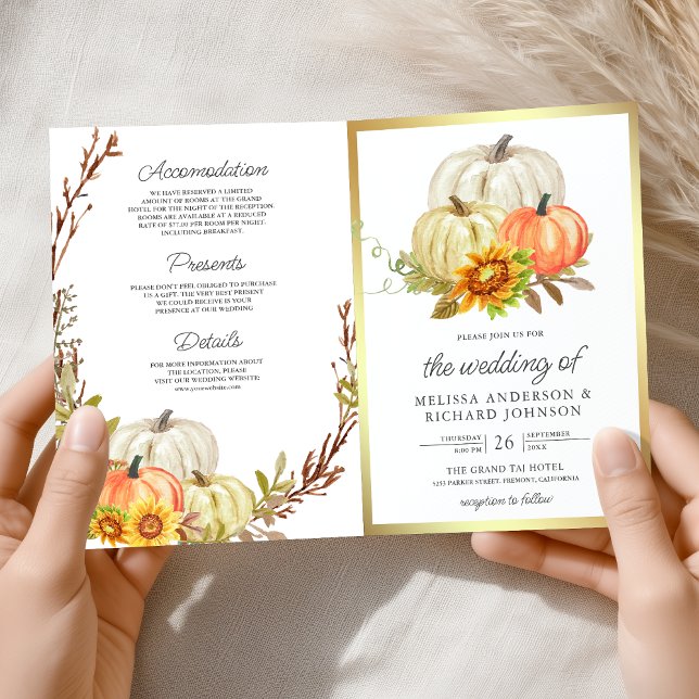 Invitation Mariage Code QR Tournesols Rustiques Citrouille (Créateur téléchargé)