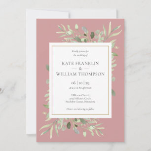 Invitation Mariage code QR tout compris Dusty Rose Greenery