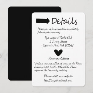 Invitation Mariage Cœur Et Flèche Détails Noir Et Blanc