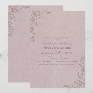 Invitation Mariage Coin Élégant Glamour Rustique Vintage Rose