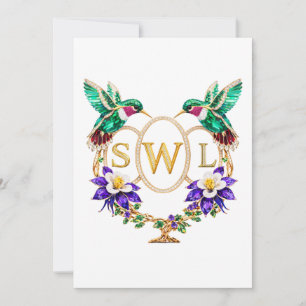 Invitation Mariage colibri SWL personnalisable avec lettres