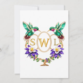 Invitation Mariage colibri SWL personnalisable avec lettres
