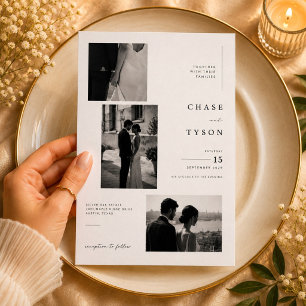 Invitation Mariage Collage Photo Éditorial de Luxe