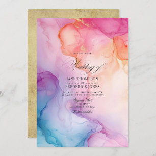 Invitation Mariage coloré avec accents or