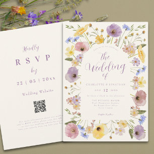 Invitation Mariage Coloré Bohème aux Fleurs Sauvages