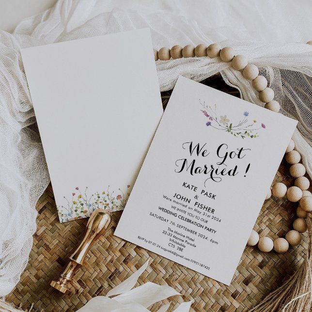 Invitation Mariage coloré Dainty Fleurs sauvages (Créateur téléchargé)