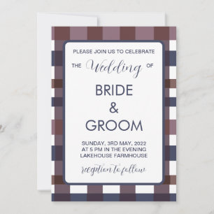 Invitation Mariage Coloré de Bûcheron de Campagne à Carreaux