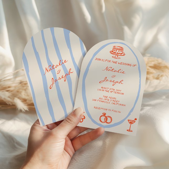 Invitation Mariage Coloré Écrit Peint Fantaisiste Arqué (Créateur téléchargé)