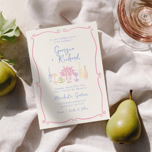 Invitation Mariage Coloré & Fantaisiste Dessiné à la Main