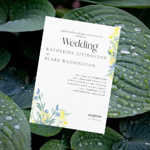 Invitation Mariage Coloré Fleur Sauvage Bleue et Jaune