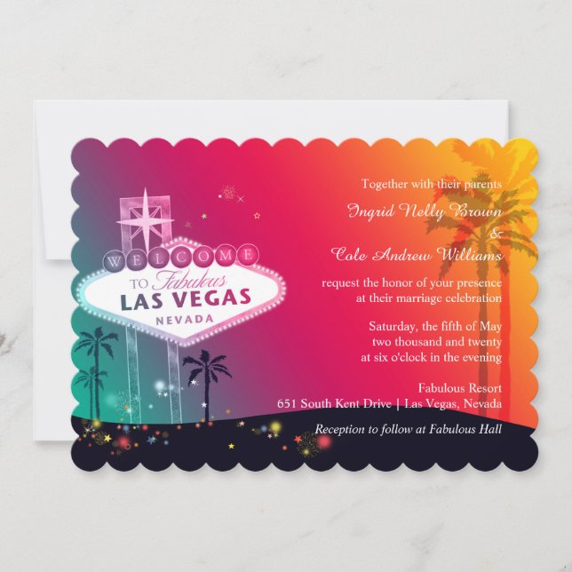 Invitation Mariage coloré Las Vegas Strip (Devant)