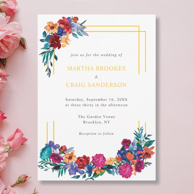 Invitation Mariage coloré mexicain Fleur de Fête (Créateur téléchargé)