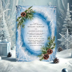 Invitation Mariage Cône de Pin Gelée d'Hiver