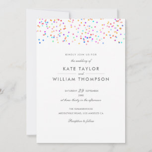 Invitation Mariage Confetti Arc-en-ciel Tout-en-un