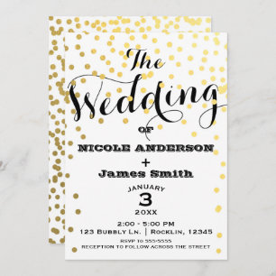Invitation MARIAGE Confetti Foil Glamor Blanc & Or