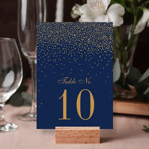 Invitation Mariage Confettis Bleu Nuit & Or Glamour