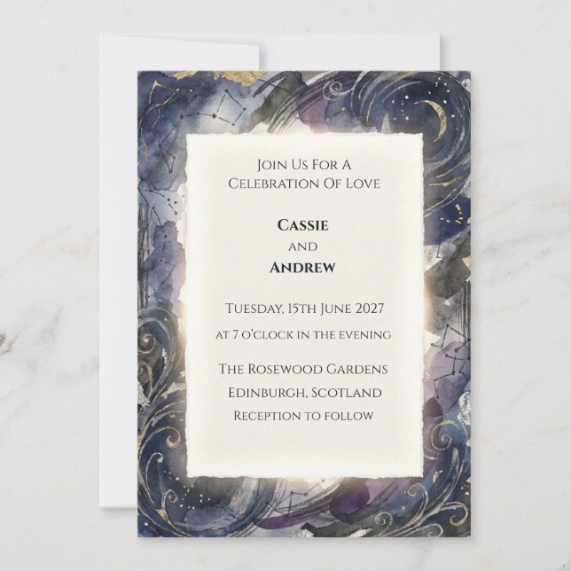 Invitation Mariage Constellation de Nuit Céleste (Devant)