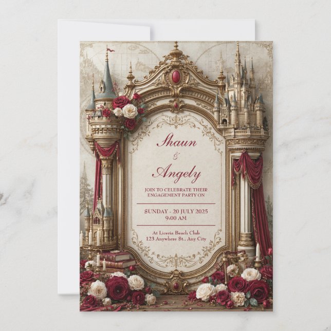 Invitation Mariage Conte de Fée au Château de Bourgogne (Devant)