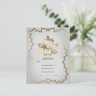 Invitation Mariage Conte de Fées Carrosse Doré Élégant R.S.V.